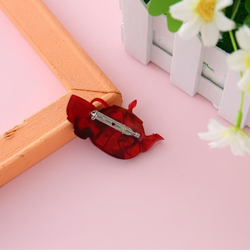 Acrylic Kettle-Shaped Brooch Pin for Clothing and Accessories