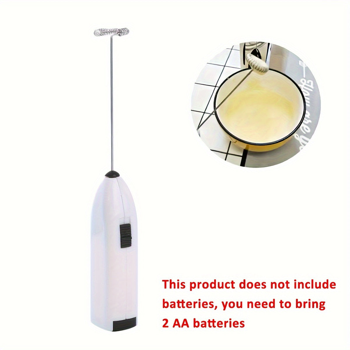 Electric Milk Frother and Egg Beater, Battery Powered, Stainless Steel, Portable Foam Maker for Coffee and Desserts