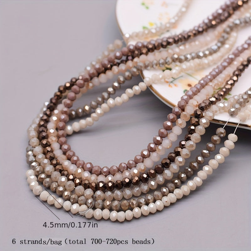 720 Pieces Faceted Glass Rondelle Beads 4mm for Jewelry Making and Crafts