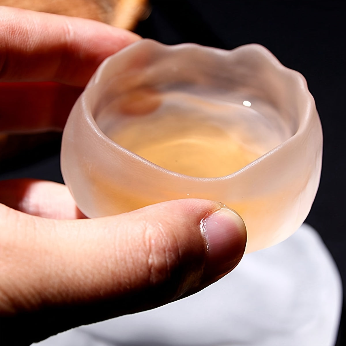 Irregular Glass Tea Cup Set with Cup Mat for Hot Drinks Gift