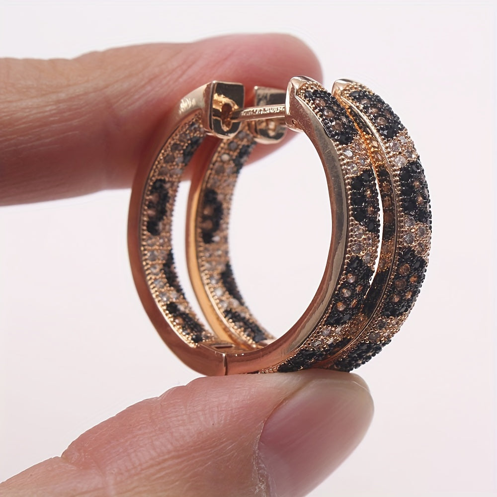 Ayollar uchun Leopard Print Zirconia quloq taqqichlari, misli zargarlik, zamonaviy sovg'a