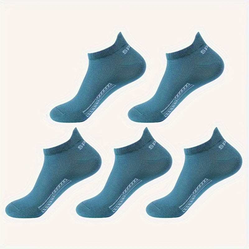 Calcetines tobilleros sólidos para hombre, 5 pares, transpirables y cómodos para uso al aire libre