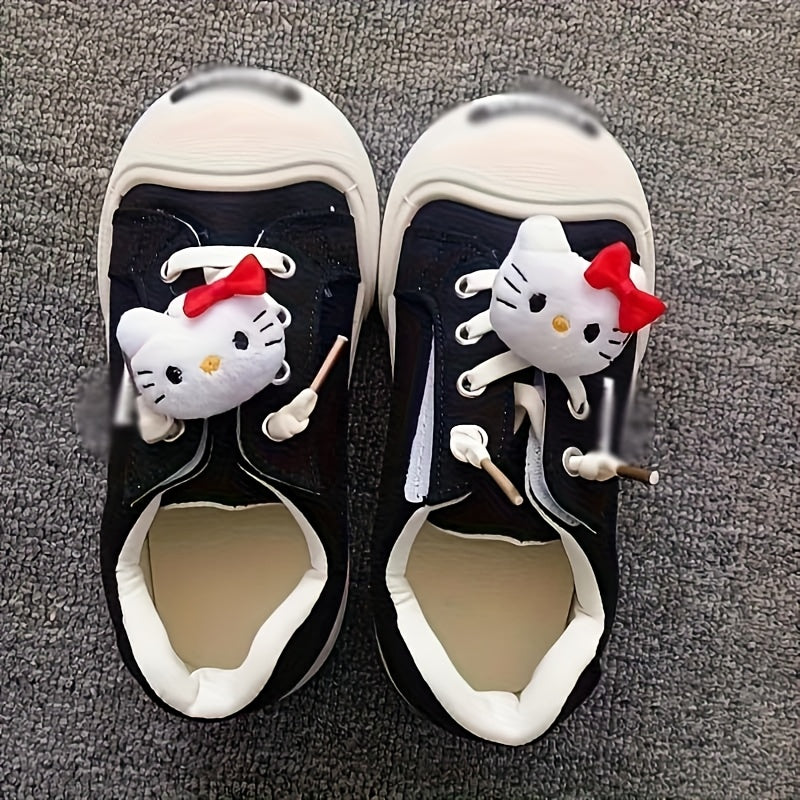 Kids Plush Shoe Laces 2/4pcs 3D Hello Kitty Sneakers Decorative