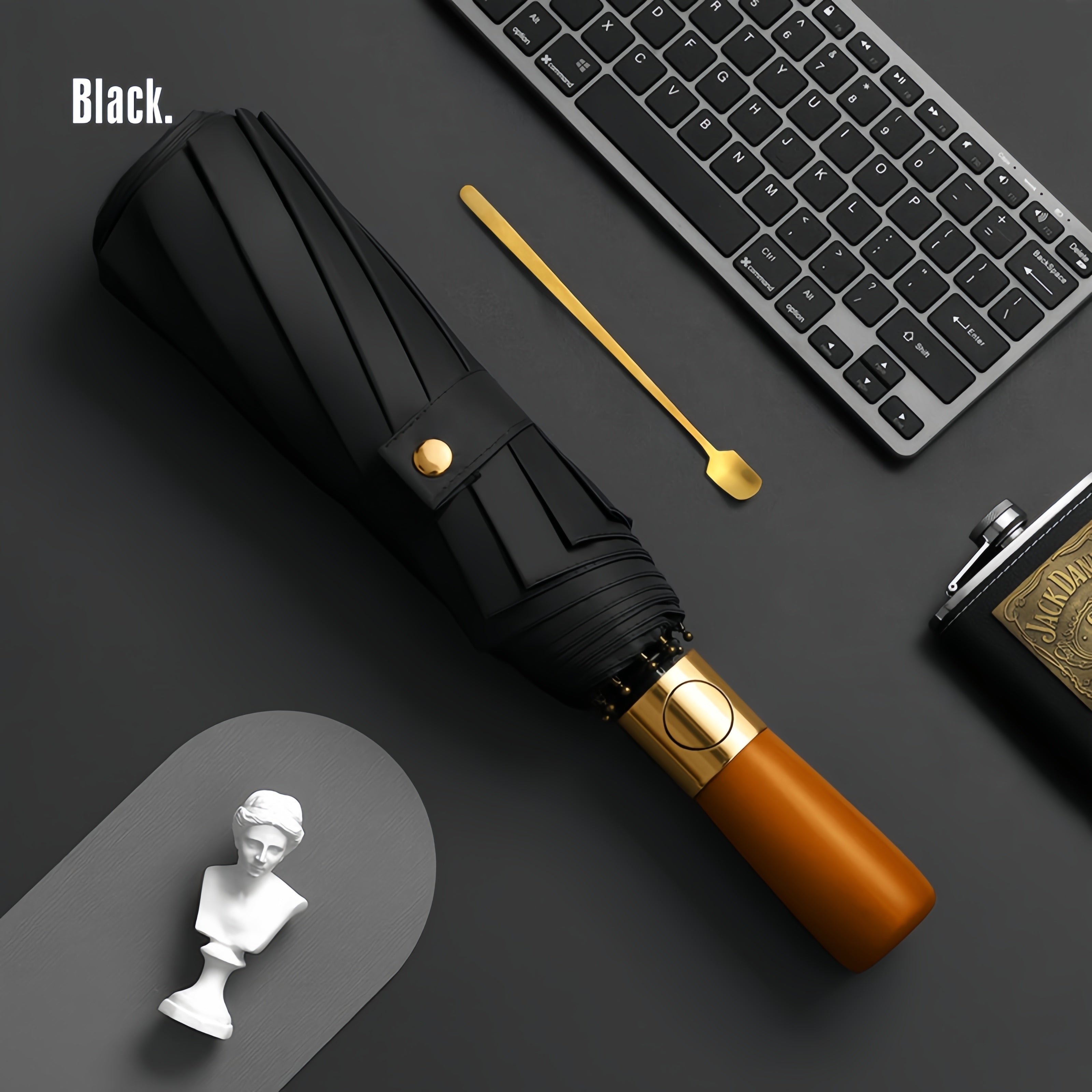 Large Wind-Resistant Business Umbrella with Wooden Handle and Automatic Open