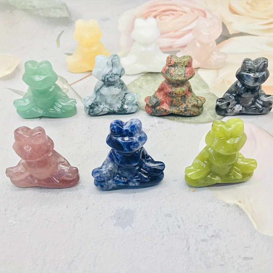 Natural Crystal Yoga Frog Figurine 40mm Hand-Carved Home Office Decor Gift