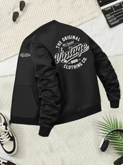 Ayollar uchun katta o'lchamli vintage uslubidagi baseball kurtka, cho'ntaklar va harf bosma bilan