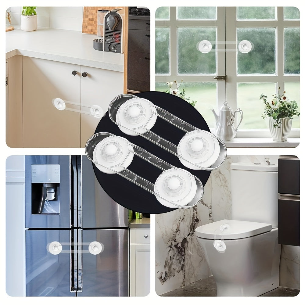 Set of 5 Transparent Latex-Free Safety Cabinet Locks and Straps for Childproofing