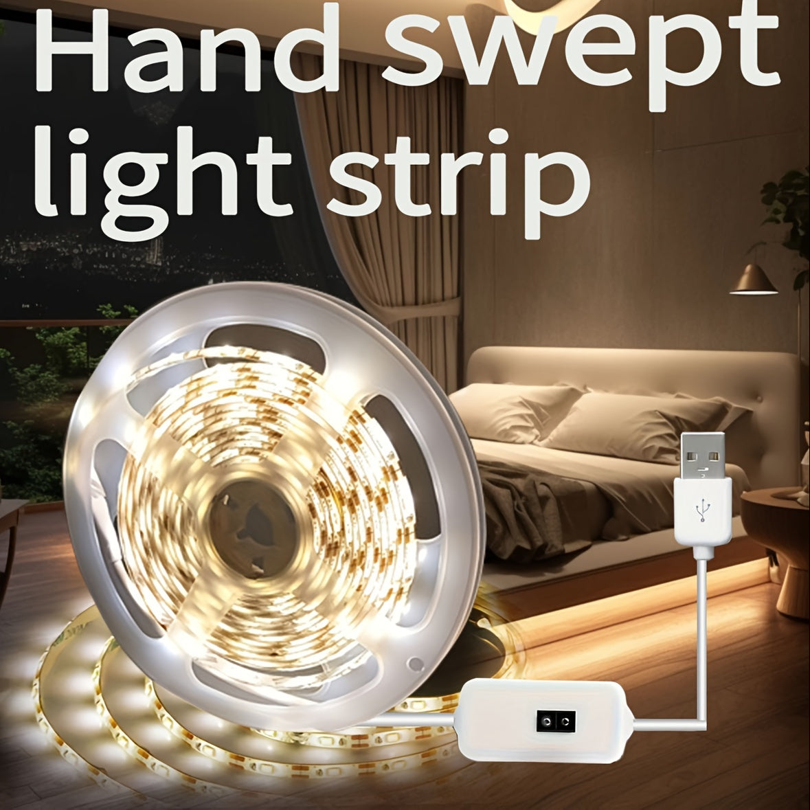 USB-Powered LED Strip Lights with Motion Activation for Indoor Decoration Cabinets Closets TV