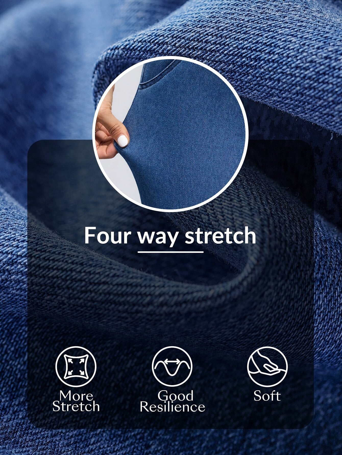 Plus Size High Stretch Skinny Jeans Solid Color Denim Cotton Blend Long Length Woven Pants