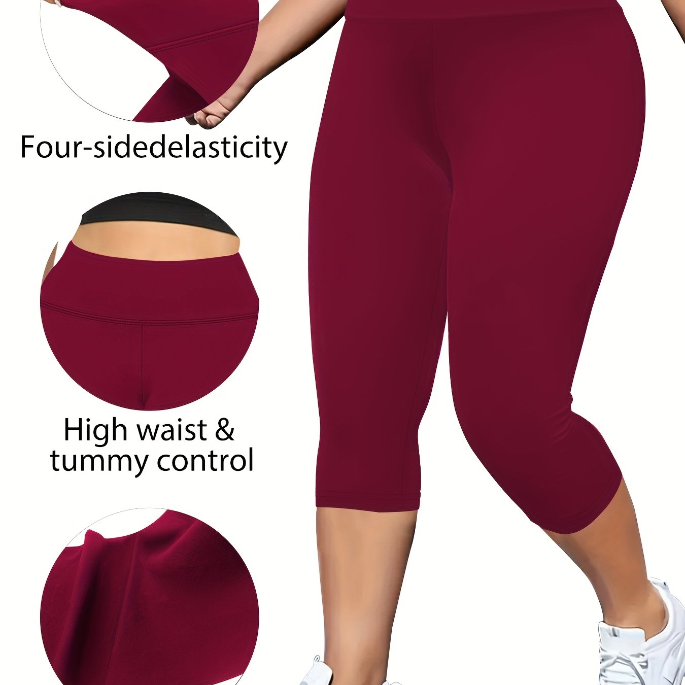 Plus Size Women's High-Waist Butt-Lifting Capri Leggings Heather Gray Stretchy Athletic