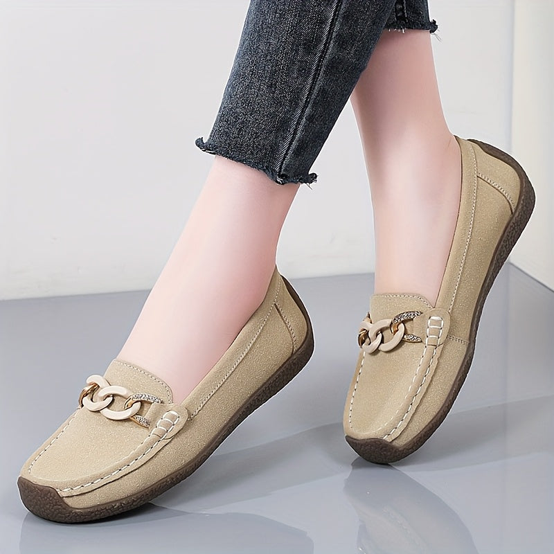 Women's Slip-On Loafers Faux Cover Upper Black Flat Shoes