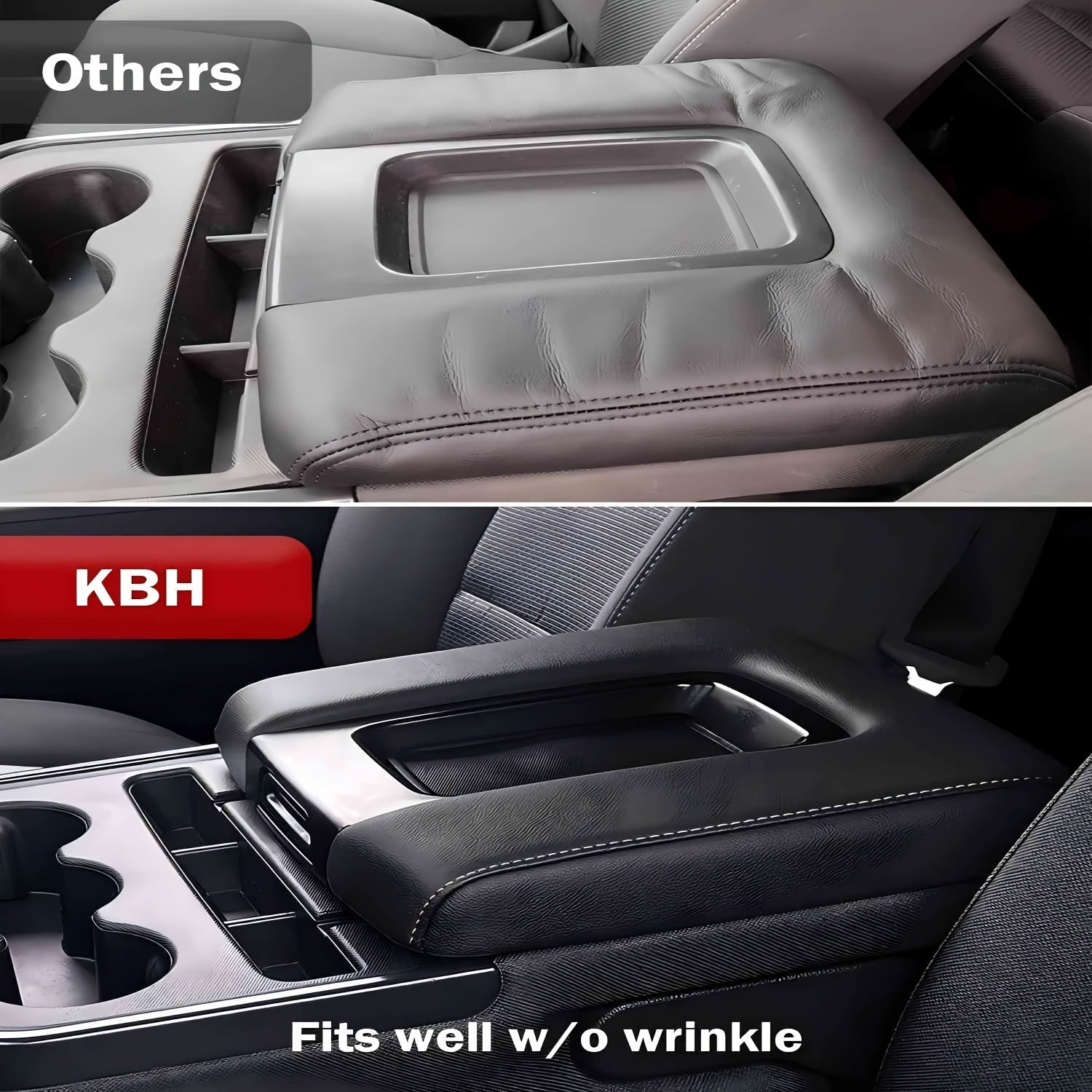 Car Interior Center Console Cover Replacement PU Leather Black for Pickup Truck
