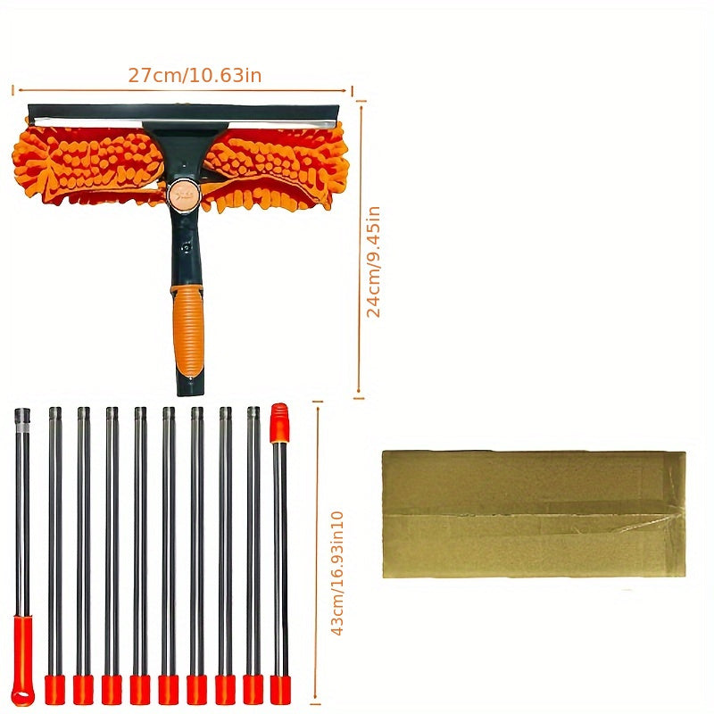 Ko'p maqsadli Chenille Mikroto'qima Deraza Tozalash To'plami - Moslashuvchan Nikel Qoplamali Po'lat Tutqich bilan - Derazalar, Devorlar va Tashqi Yuzalar uchun yumshoq, lekin samarali