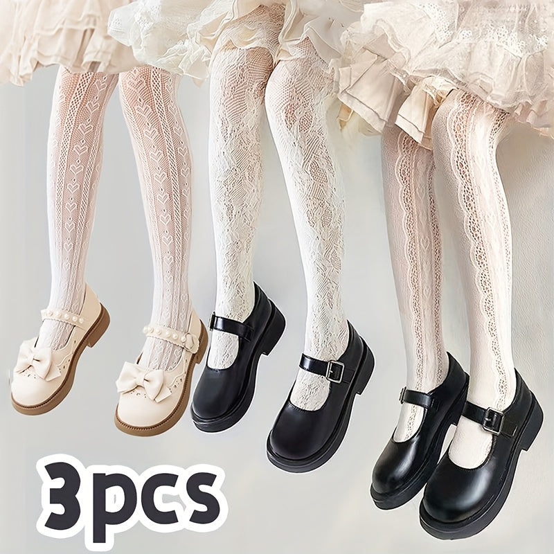 Girls Knitted Tights with Heart Pattern 80% Nylon 20% Spandex All-Season Indoor Outdoor Wear