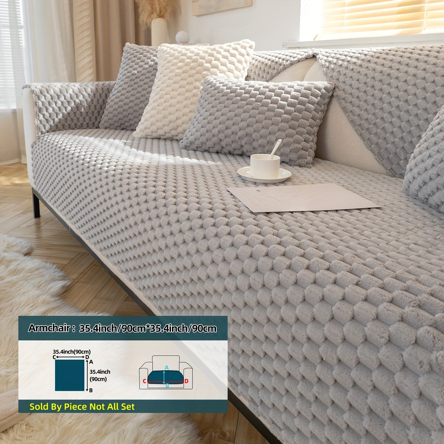 Cojín de sofá nórdico de felpa con diseño antideslizante para todas las estaciones