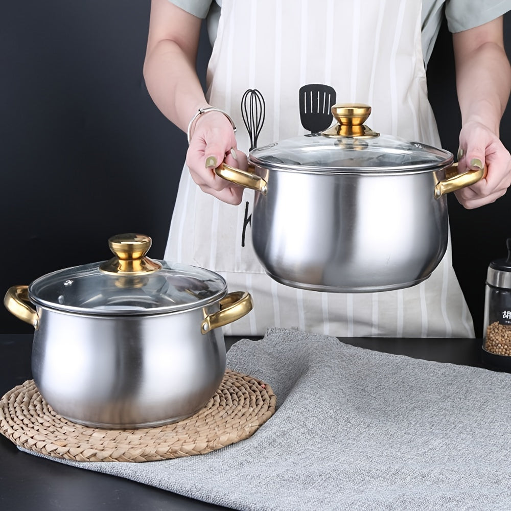 Set of 8 Stainless Steel Cookware Pots and Lids, 4 Sizes 18-24cm