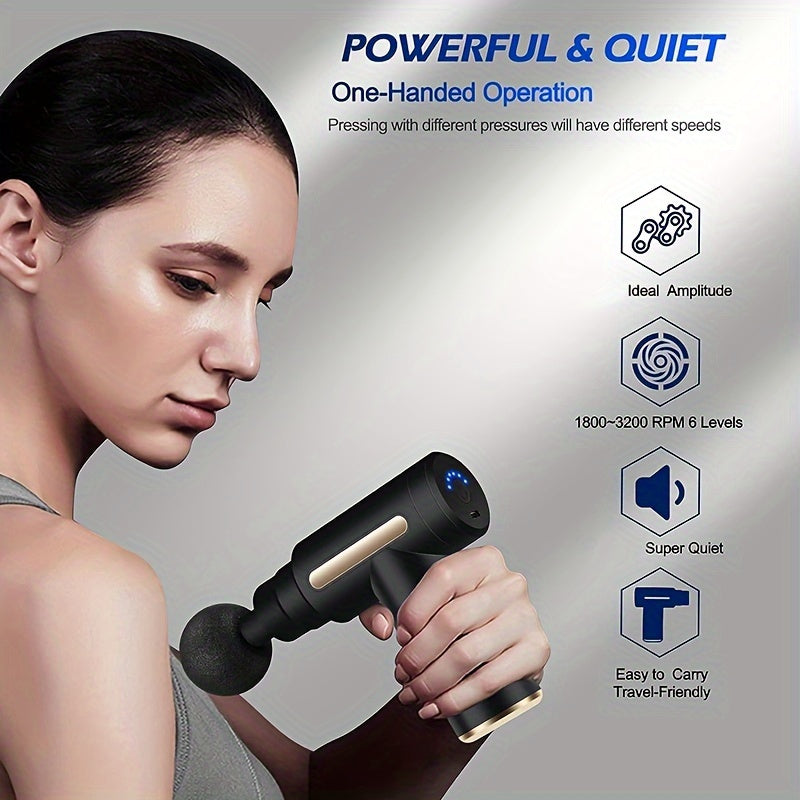 Portable Electric Muscle Massager with 6-Speed Deep Tissue Percussion for Muscle Relief