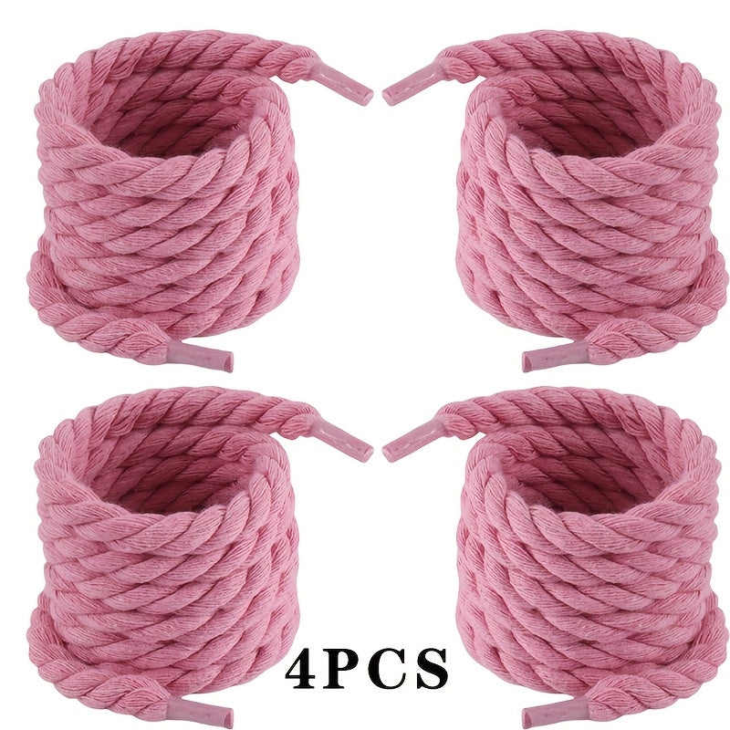 Unisex Woven Shoelaces 4 Pairs Durable Lightweight Canvas Sneakers Bold Colors