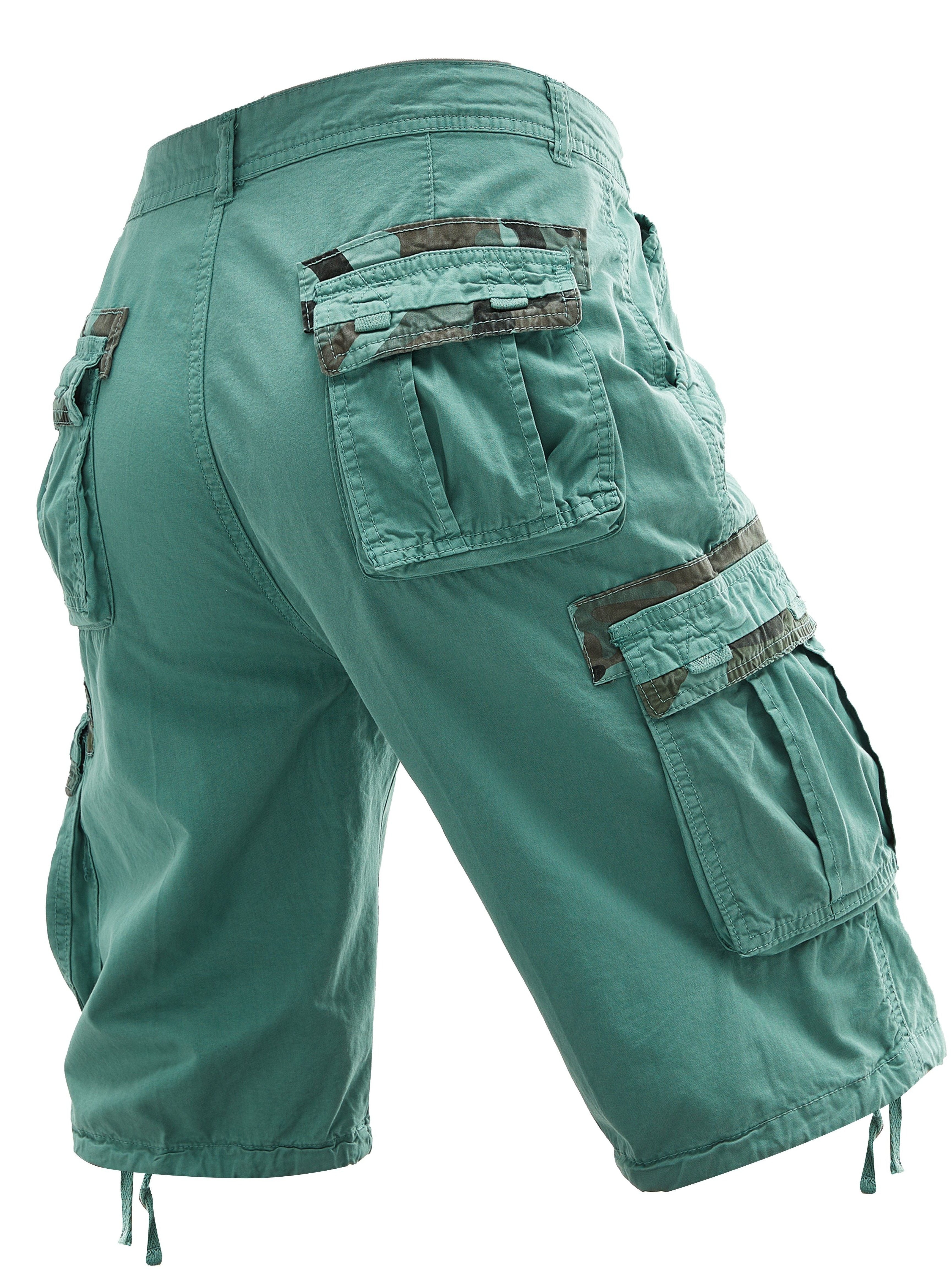 Men's Oversized Cotton Cargo Shorts Solid Color Loose Fit Twill Weave Street Style