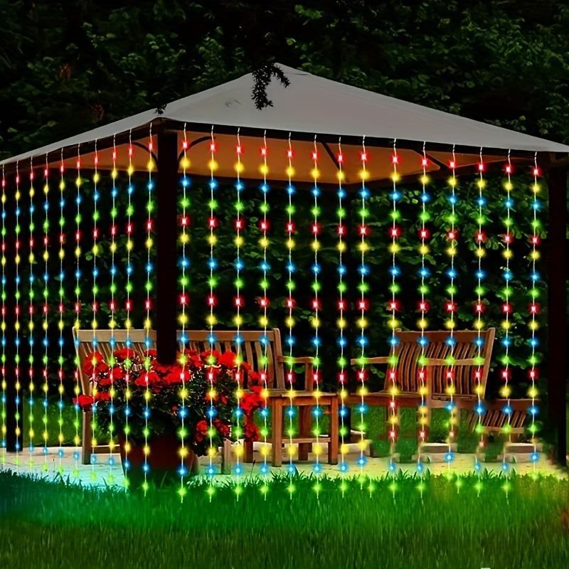 Солнечные занавесные гирлянды с 8 режимами освещения для уличного декора, свадеб и садов - доступны варианты многоцветного, теплого белого и белого света.