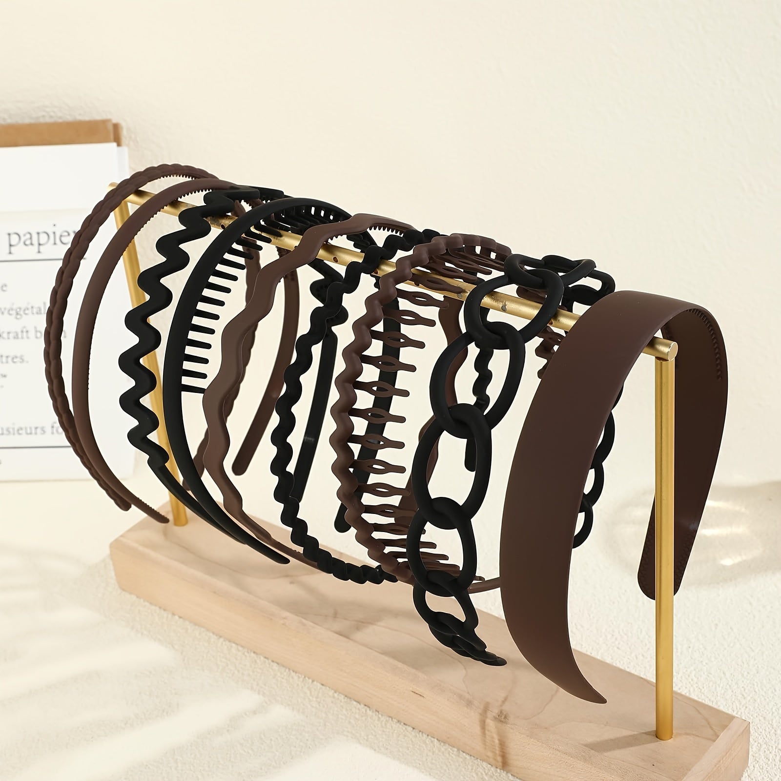 Set of 9 Toothed Headbands Non-Slip Matte Finish Solid Color Hair Accessories