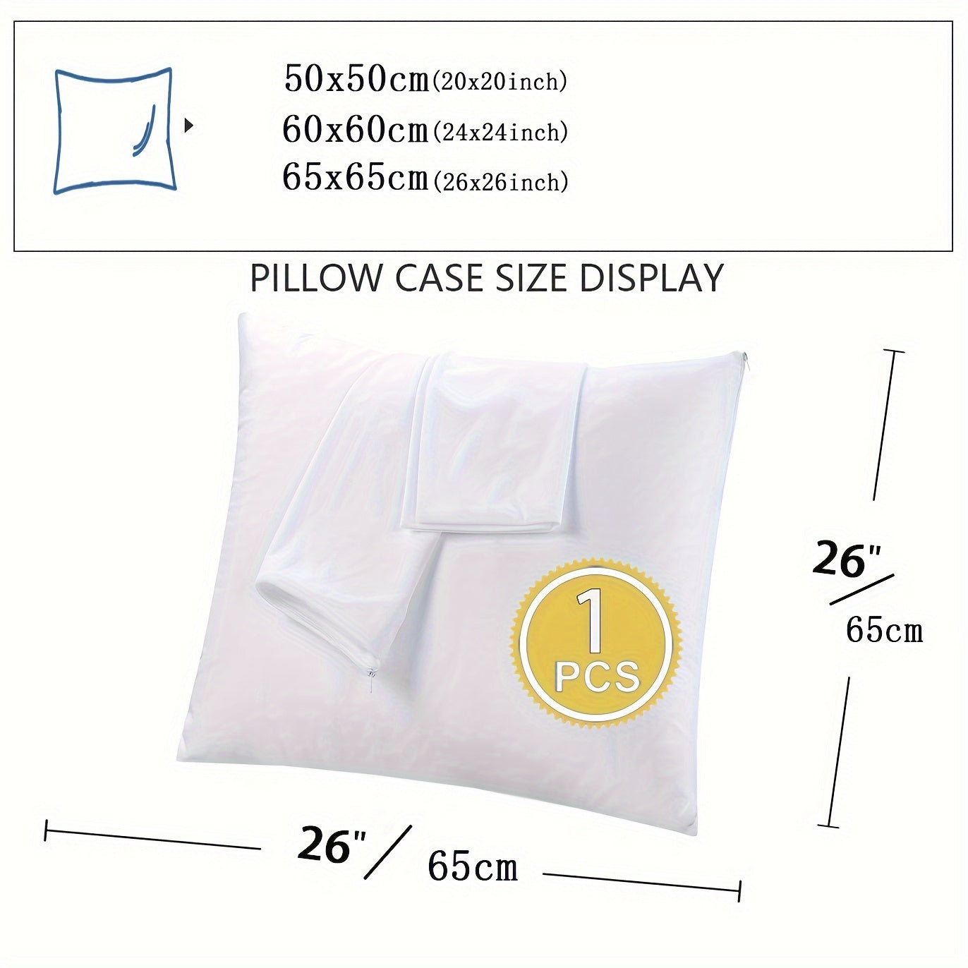 Waterproof Throw Pillow Protector with Zipper, Soft Breathable Polyester Cover