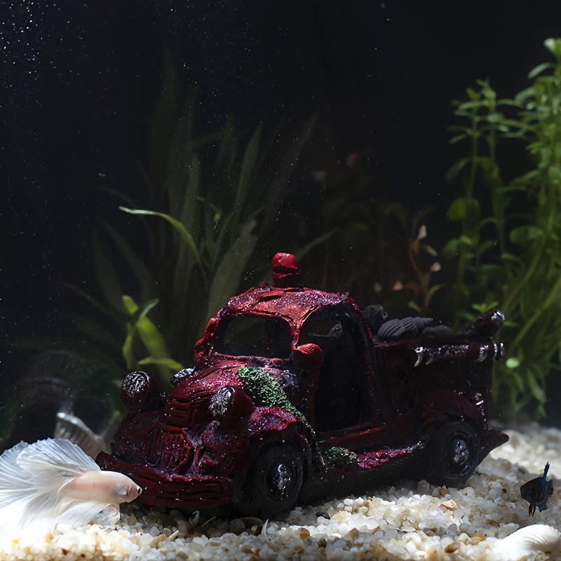 Resin Aquarium Decoration Old Car Bus Hideaway Ornament for Fish Tank