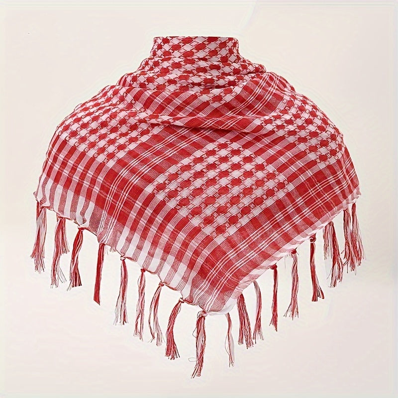 100% Polyester To'qilgan Bo'yin Salliq, Vintage Uslubidagi Taktik Cho'l Arab Bandana Dizayni, Ramazon uchun Mukammal An'anaviy Musulmon Shali. Xususiyatlari: Tekis Bosh Salliq va Kvadrat Hijob.