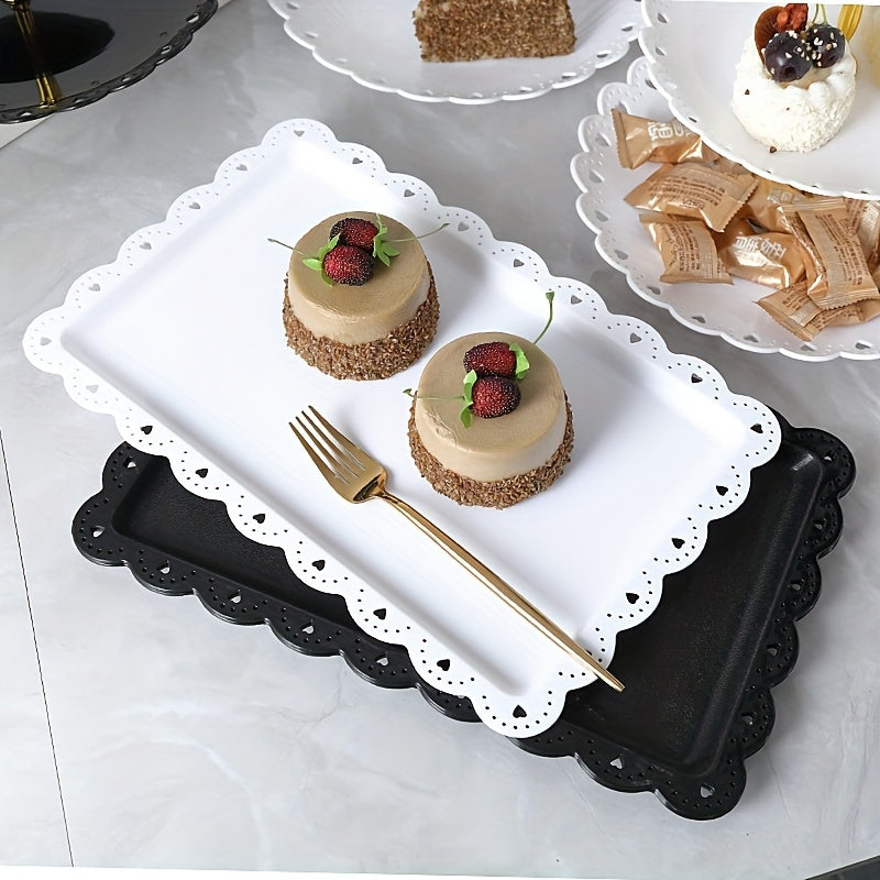 6-Piece White and Black 3-Tier Cupcake Holders Set for Weddings and Events