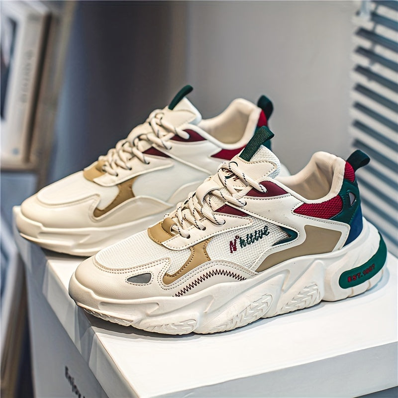 Men's Casual Chunky Sneakers with Soft Foam Sole Non-Slip Lace-Up Outdoor Shoes