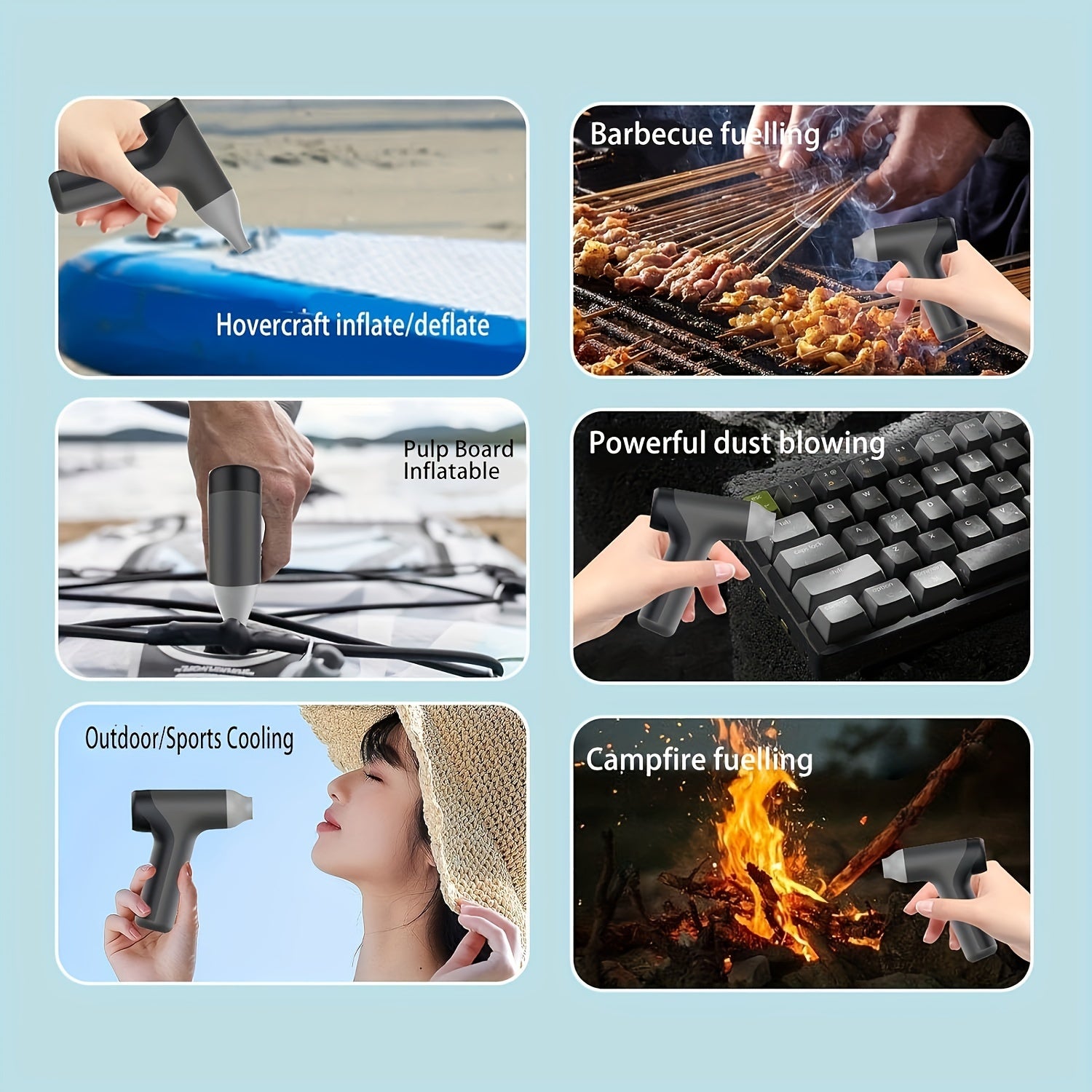 Ручной турбированный воздуходувка USB с перезаряжаемой батареей, вентилятор для высокоскоростного воздуха для очистки от пыли