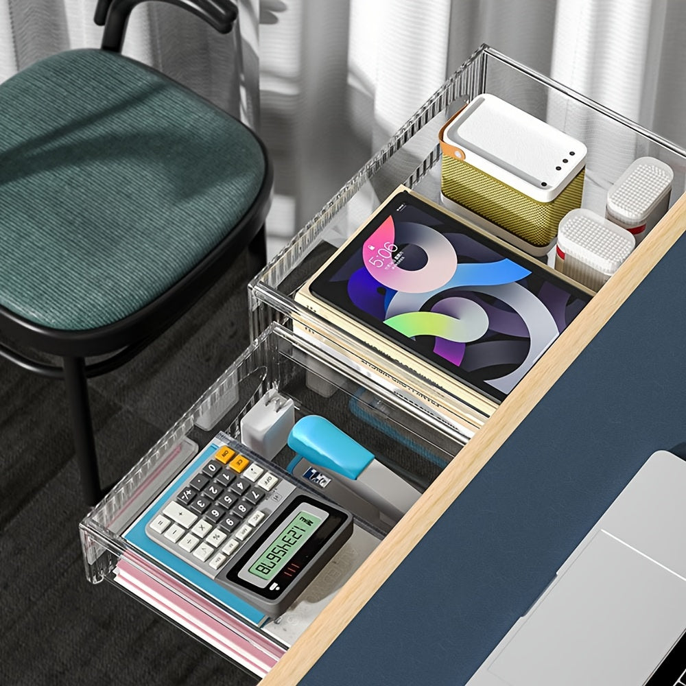 Invisible Desk Storage Drawer Rack Under Table Hanging Pull-Out Box Organizer