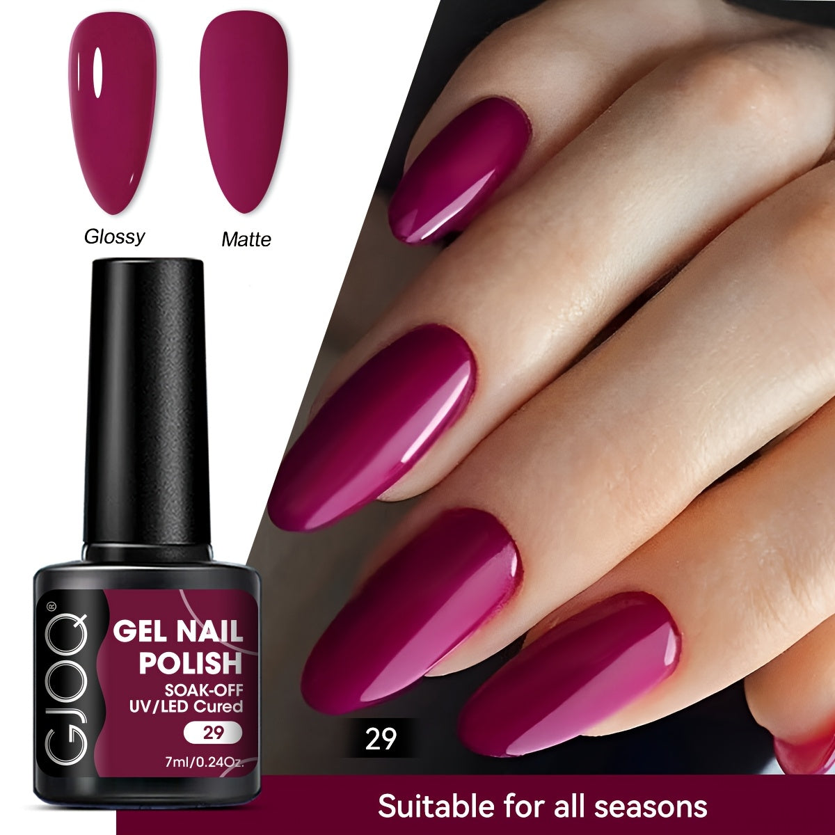 Gel Nail Polish Pink Purple Glitter Soak Off LED Manicure All Seasons