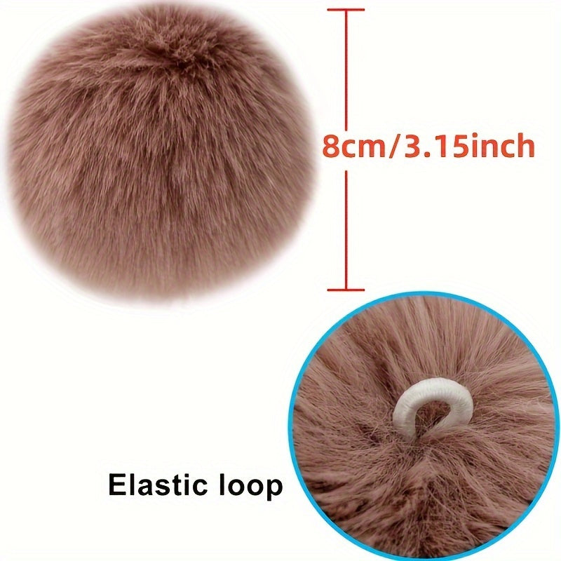 Faux Fur Pom Poms Set of 12 for Hats Keychains Scarves Bags Christmas Halloween