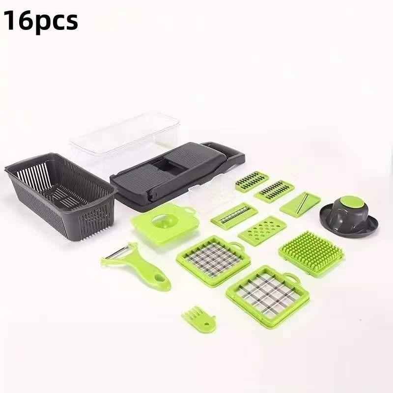 Vegetable Chopper with 7 Blades and French Fry Cutter for Onions Cucumbers Potatoes