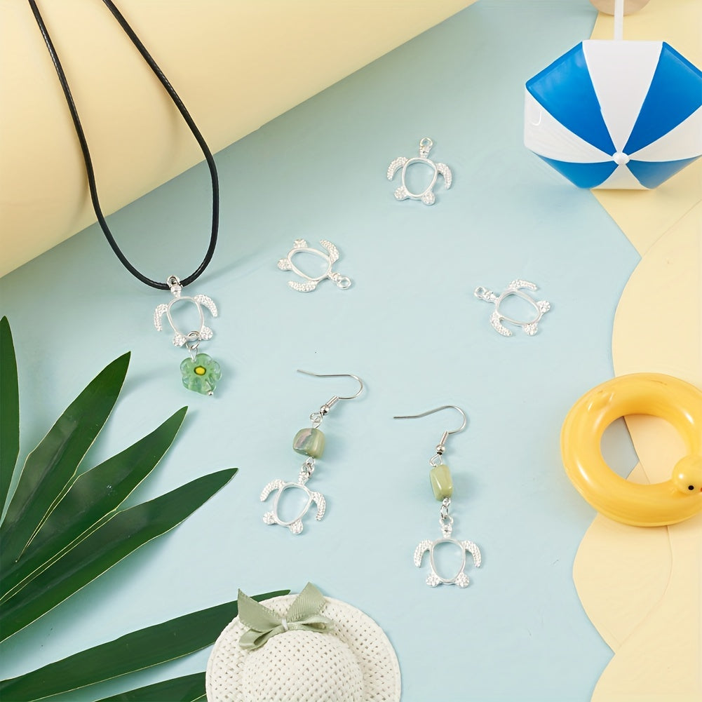 Twenty Pieces of Silvery Turtle Alloy Pendants for Resin Jewelry Making 21.5x18.5mm