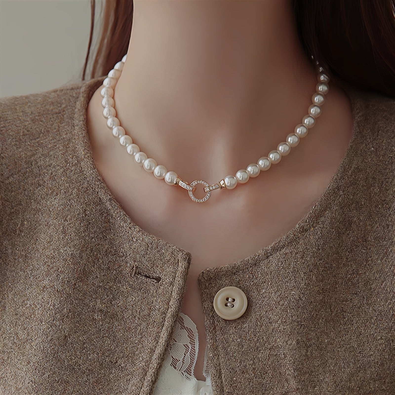 Freshwater Pearl Necklace with Clasp Elegant Jewelry for Women