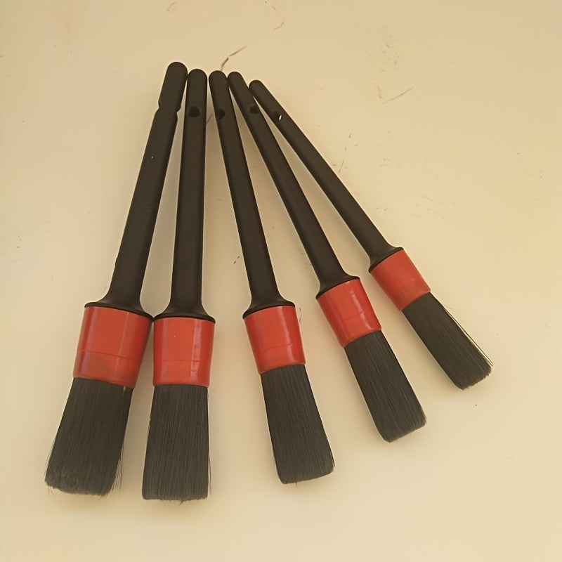 5-Piece Car Wash Brush Set Nylon and Pig Hair Detail Cleaning Brushes