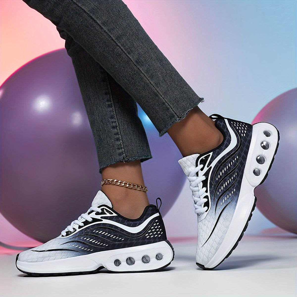Women’s Air Cushion Sneakers Low-Top Running Shoes Breathable Casual