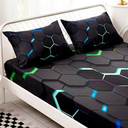 Цветной комплект приталенных простыней в клетку с глубокими карманами и наволочками для спальни