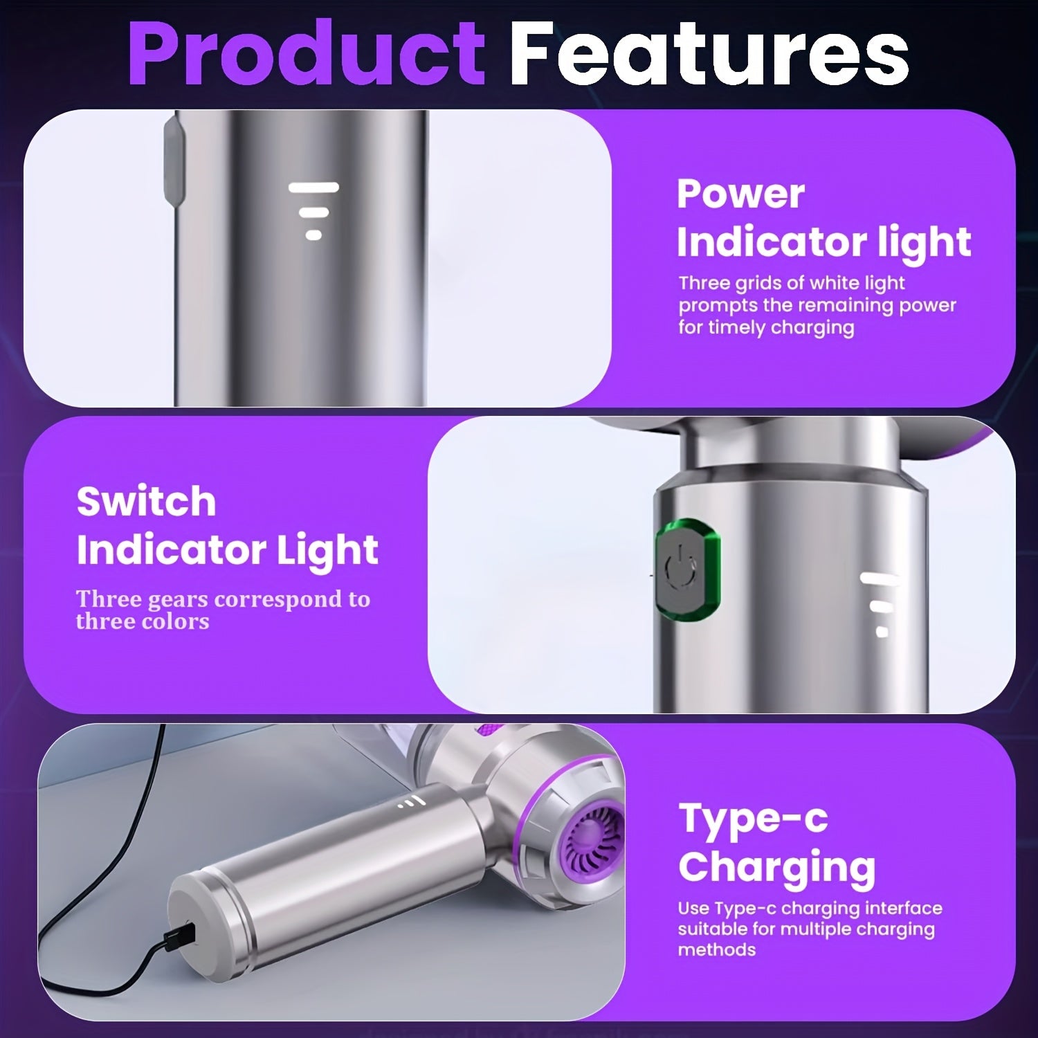 Aspiradora de coche inalámbrica 16000PA sin escobillas, portátil de mano, 100W