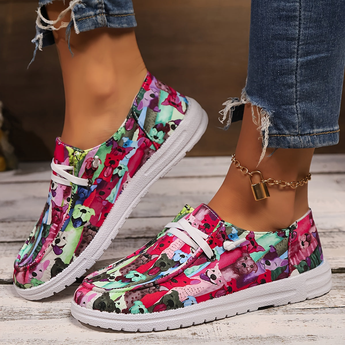 Women's Slip-On Cartoon Fashion Shoes Comfortable Casual Canvas Sneakers