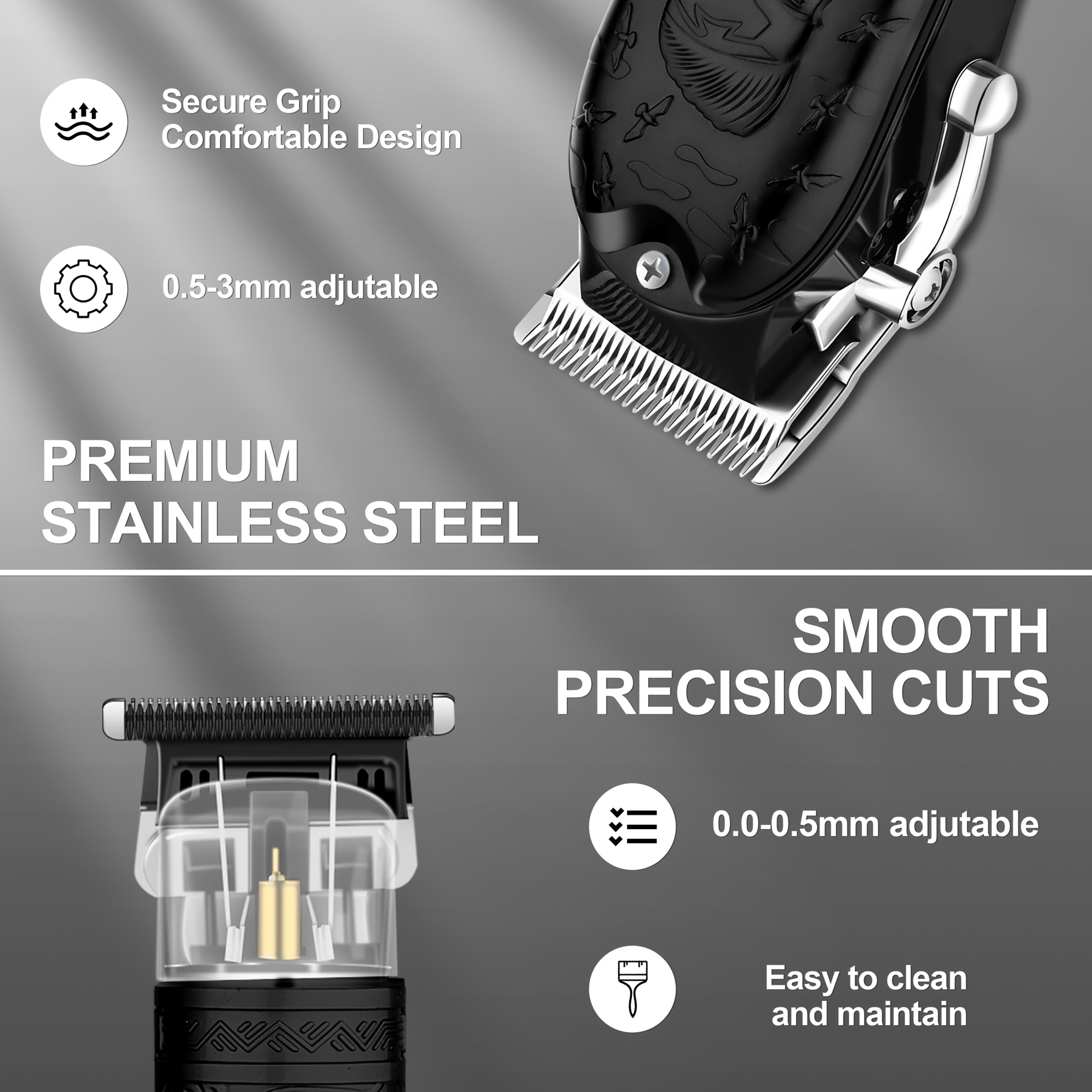 3pcs Men's Hair and Beard Trim Set Cordless Scissors Digital Display USB Rechargeable