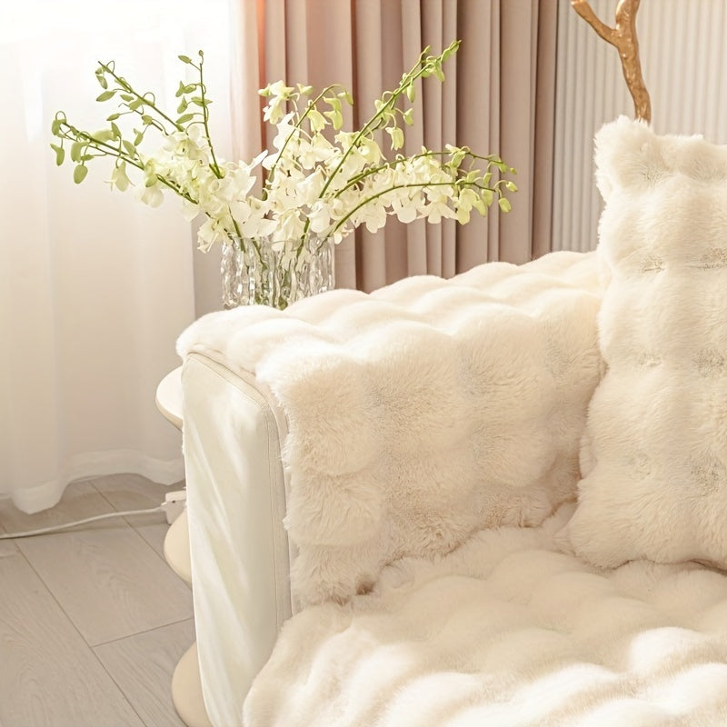 Winter Plush Sofa Cover Anti-Slip Dustproof Slipcover for Couch Living Room Bedroom