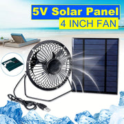 Set of 5W 5V Solar Panel with 4-Inch Fan for Camping and Outdoor Use