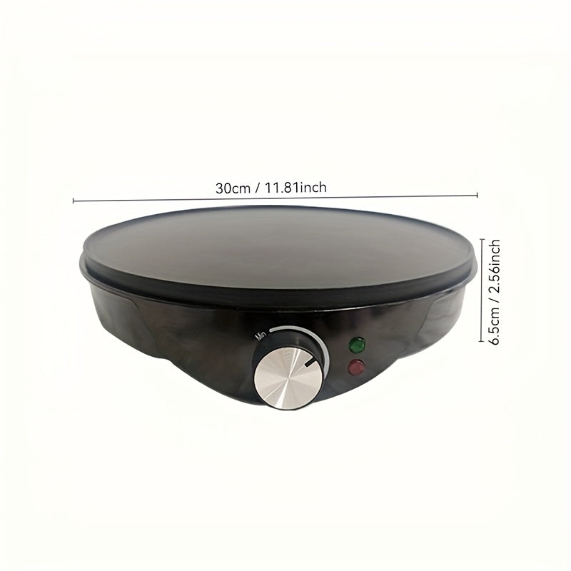 GMBIN Elektr Pancake va Omelette tayyorlagich, yopishmaydigan, sozlanadigan issiqlik nazorati bilan, 30cm aylana plita, bir tomonlama issiqlik, 1000W-1200W, 220V-240V, Yevropa standarti rozetkasi, alyuminiy material