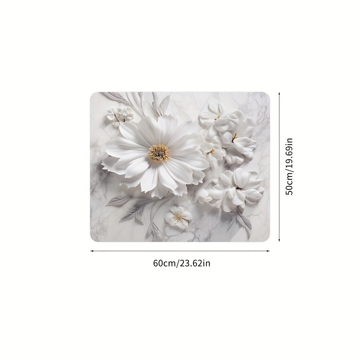 White Floral Print Dust Cover Mat for Microwave Refrigerator Washing Machine 50x60cm