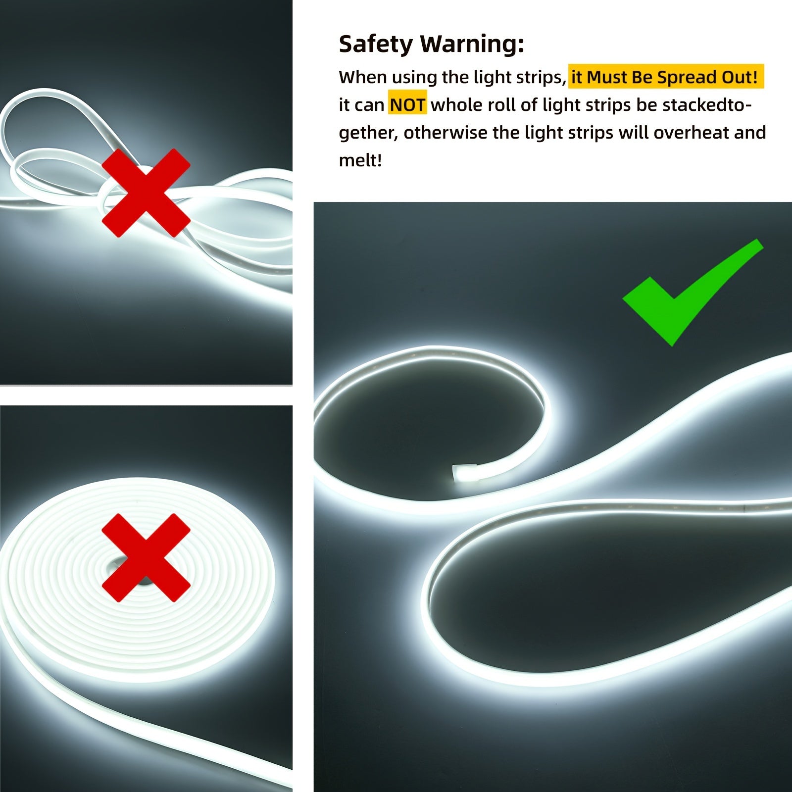 Luces de tira LED COB flexibles 288 LEDs/m 9W Blanco Blanco cálido Adhesivo para cocina jardín hogar