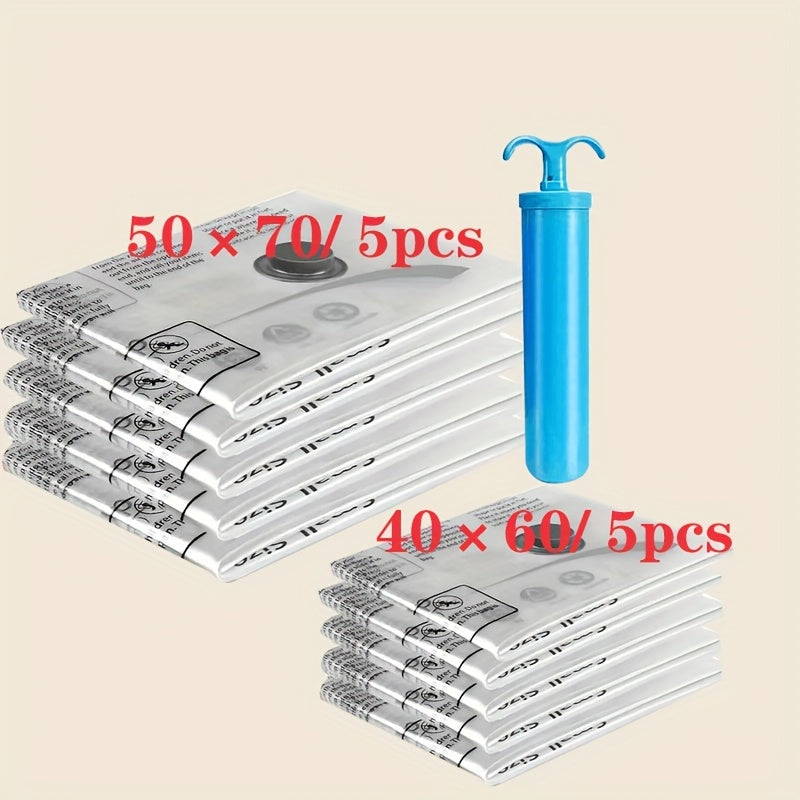 Set of 5 Reusable Vacuum-Sealed Storage Bags for Clothes and Bedding Space Saver
