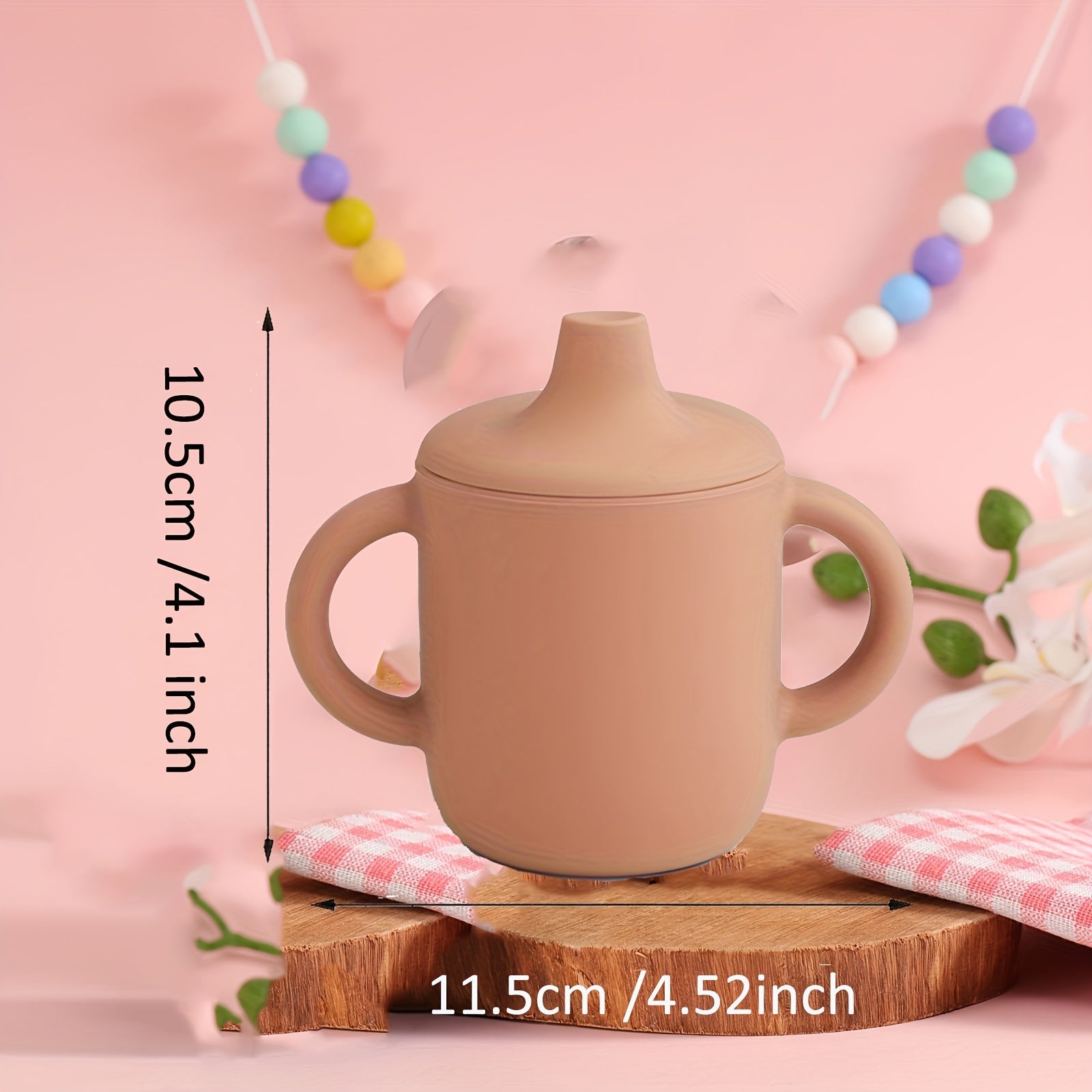 Children's Silicone Drinking Cup Double Handle Baby Food Water Bottle